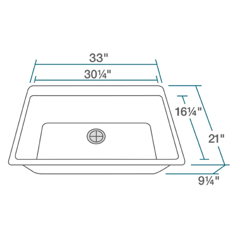 Rene 33" Composite Granite Kitchen Sink, Ivory, R3-2006-IVR-ST-CGF - The Sink Boutique