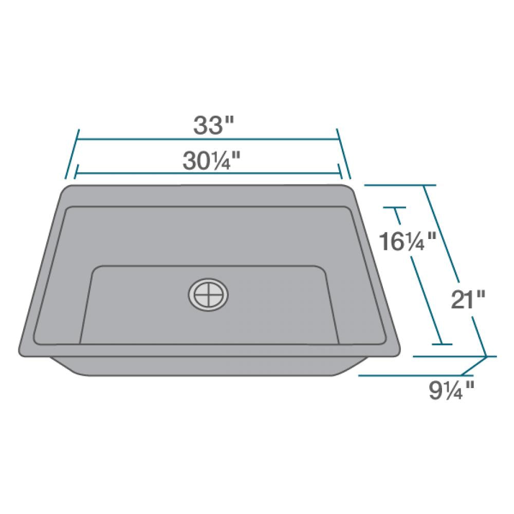 Rene 33" Composite Granite Kitchen Sink, Pewter, R3-2006-PWT-ST-CGF - The Sink Boutique