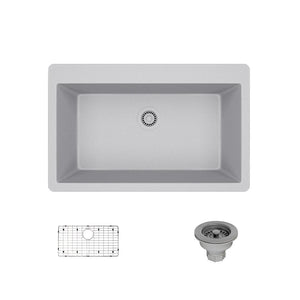 Alternate Image for Rene 33" Composite Granite Kitchen Sink, Pewter, R3-2006-PWT-ST-CGS
