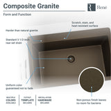 Rene 33" Composite Granite Kitchen Sink, Umber, R3-2006-UMB-ST-CGF - The Sink Boutique