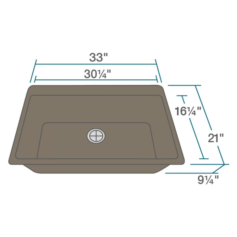 Rene 33" Composite Granite Kitchen Sink, Umber, R3-2006-UMB-ST-CGF - The Sink Boutique