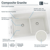 Rene 33" Composite Granite Kitchen Sink, 50/50 Double Bowl, Ivory, R3-2007-IVR-ST-CGS - The Sink Boutique