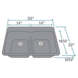 Rene 33" Composite Granite Kitchen Sink, 50/50 Double Bowl, Pewter, R3-2007-PWT-ST-CGF - The Sink Boutique