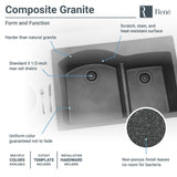 Rene 33" Composite Granite Kitchen Sink, 60/40 Double Bowl, Carbon, R3-2008-CAR-ST-CGF - The Sink Boutique