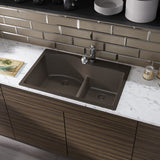 Rene 33" Composite Granite Kitchen Sink, 60/40 Double Bowl, Umber, R3-2008-UMB-ST-CGF - The Sink Boutique