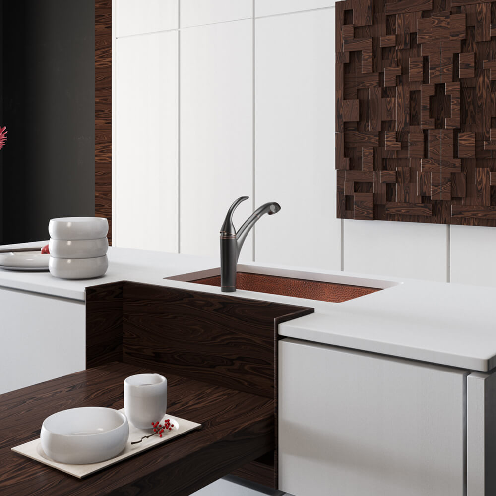 Rene 33" Copper Kitchen Sink, R4-1003-ST-C - The Sink Boutique