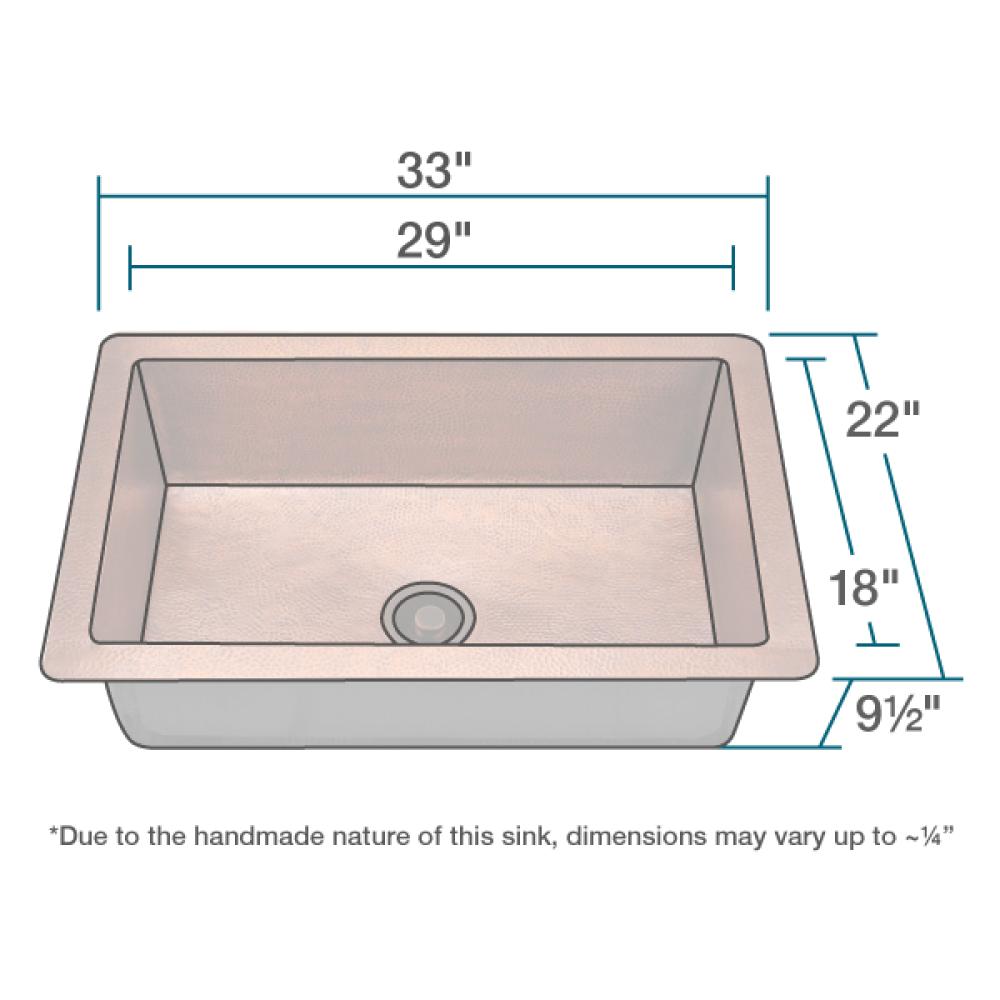 Rene 33" Copper Kitchen Sink, R4-1003-ST-C - The Sink Boutique
