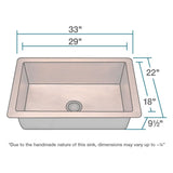 Rene 33" Copper Kitchen Sink, R4-1003-ST-C - The Sink Boutique