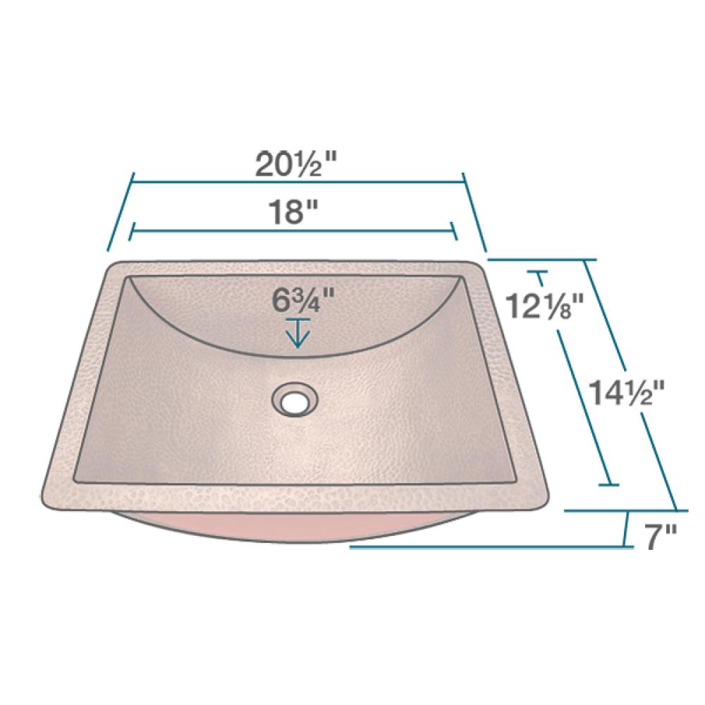 Rene 21" Rectangular Copper Bathroom Sink, R4-1006-GD-ABR - The Sink Boutique
