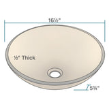Rene 17" Round Glass Bathroom Sink, Cashmere, with Faucet, R5-5001-CAS-R9-7001-ABR - The Sink Boutique