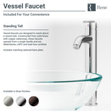 Rene 17" Round Glass Bathroom Sink, Cashmere, with Faucet, R5-5001-CAS-R9-7001-C - The Sink Boutique