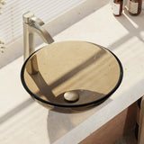 Rene 17" Round Glass Bathroom Sink, Cashmere, with Faucet, R5-5001-CAS-R9-7006-BN - The Sink Boutique