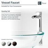 Rene 17" Round Glass Bathroom Sink, Cashmere, with Faucet, R5-5001-CAS-R9-7007-BN - The Sink Boutique