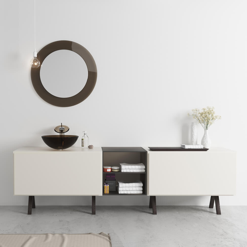 Rene 17" Round Glass Bathroom Sink, Cashmere, with Faucet, R5-5001-CAS-WF-ABR - The Sink Boutique
