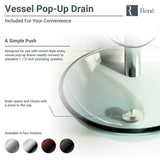 Rene 17" Round Glass Bathroom Sink, Cashmere, with Faucet, R5-5001-CAS-WF-ABR - The Sink Boutique