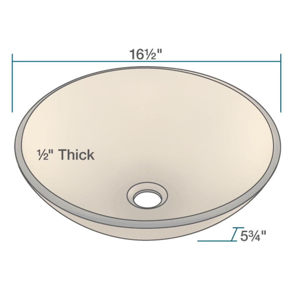 Rene 17" Round Glass Bathroom Sink, Cashmere, with Faucet, R5-5001-CAS-WF-ABR - The Sink Boutique