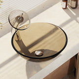 Rene 17" Round Glass Bathroom Sink, Cashmere, with Faucet, R5-5001-CAS-WF-C - The Sink Boutique