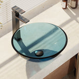 Rene 17" Round Glass Bathroom Sink, Celeste, with Faucet, R5-5001-CEL-R9-7003-ABR - The Sink Boutique