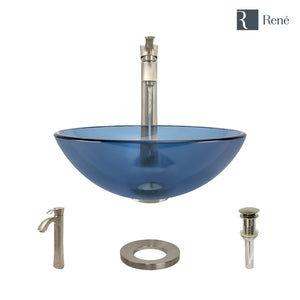 Alternate Image for Rene 17" Round Glass Bathroom Sink, Celeste, with Faucet, R5-5001-CEL-R9-7006-BN