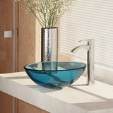Rene 17" Round Glass Bathroom Sink, Celeste, with Faucet, R5-5001-CEL-R9-7006-C - The Sink Boutique
