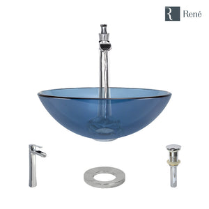 Alternate Image for Rene 17" Round Glass Bathroom Sink, Celeste, with Faucet, R5-5001-CEL-R9-7007-C