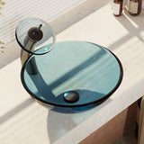 Rene 17" Round Glass Bathroom Sink, Celeste, with Faucet, R5-5001-CEL-WF-ABR - The Sink Boutique