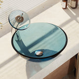 Rene 17" Round Glass Bathroom Sink, Celeste, with Faucet, R5-5001-CEL-WF-C - The Sink Boutique