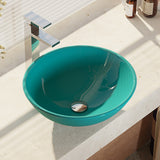 Rene 17" Round Glass Bathroom Sink, Cerulean, with Faucet, R5-5001-CER-R9-7003-C - The Sink Boutique