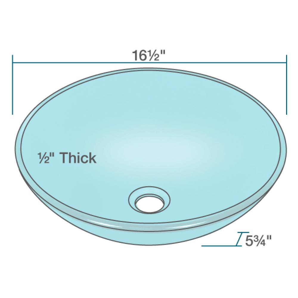 Rene 17" Round Glass Bathroom Sink, Cerulean, with Faucet, R5-5001-CER-R9-7007-ABR - The Sink Boutique