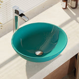 Rene 17" Round Glass Bathroom Sink, Cerulean, with Faucet, R5-5001-CER-R9-7007-C - The Sink Boutique