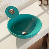 Rene 17" Round Glass Bathroom Sink, Cerulean, with Faucet, R5-5001-CER-WF-C - The Sink Boutique