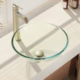 Rene 17" Round Glass Bathroom Sink, Crystal, with Faucet, R5-5001-CRY-R9-7001-BN - The Sink Boutique