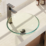 Rene 17" Round Glass Bathroom Sink, Crystal, with Faucet, R5-5001-CRY-R9-7003-ABR - The Sink Boutique