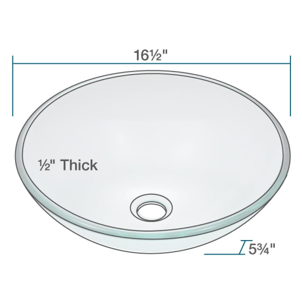 Rene 17" Round Glass Bathroom Sink, Crystal, with Faucet, R5-5001-CRY-R9-7003-BN - The Sink Boutique
