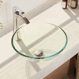 Rene 17" Round Glass Bathroom Sink, Crystal, with Faucet, R5-5001-CRY-R9-7006-C - The Sink Boutique