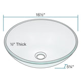 Rene 17" Round Glass Bathroom Sink, Crystal, with Faucet, R5-5001-CRY-R9-7007-ABR - The Sink Boutique