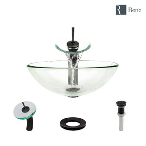 Alternate Image for Rene 17" Round Glass Bathroom Sink, Crystal, with Faucet, R5-5001-CRY-WF-ABR