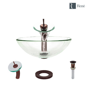 Alternate Image for Rene 17" Round Glass Bathroom Sink, Crystal, with Faucet, R5-5001-CRY-WF-ORB