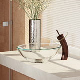 Rene 17" Round Glass Bathroom Sink, Crystal, with Faucet, R5-5001-CRY-WF-ORB - The Sink Boutique