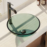 Rene 17" Round Glass Bathroom Sink, Ivy, with Faucet, R5-5001-IVY-R9-7001-ABR - The Sink Boutique