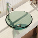 Rene 17" Round Glass Bathroom Sink, Ivy, with Faucet, R5-5001-IVY-R9-7001-C - The Sink Boutique
