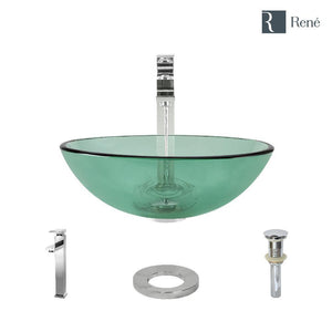 Alternate Image for Rene 17" Round Glass Bathroom Sink, Ivy, with Faucet, R5-5001-IVY-R9-7003-C
