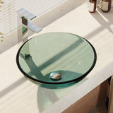 Rene 17" Round Glass Bathroom Sink, Ivy, with Faucet, R5-5001-IVY-R9-7003-C - The Sink Boutique