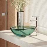 Rene 17" Round Glass Bathroom Sink, Ivy, with Faucet, R5-5001-IVY-R9-7003-C - The Sink Boutique