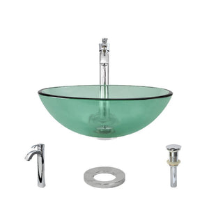 Alternate Image for Rene 17" Round Glass Bathroom Sink, Ivy, with Faucet, R5-5001-IVY-R9-7006-C