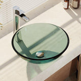 Rene 17" Round Glass Bathroom Sink, Ivy, with Faucet, R5-5001-IVY-R9-7007-C - The Sink Boutique