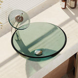 Rene 17" Round Glass Bathroom Sink, Ivy, with Faucet, R5-5001-IVY-WF-C - The Sink Boutique