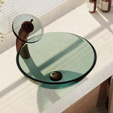 Rene 17" Round Glass Bathroom Sink, Ivy, with Faucet, R5-5001-IVY-WF-ORB - The Sink Boutique