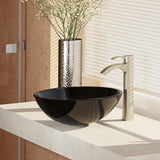 Rene 17" Round Glass Bathroom Sink, Noir, with Faucet, R5-5001-NOR-R9-7006-BN - The Sink Boutique