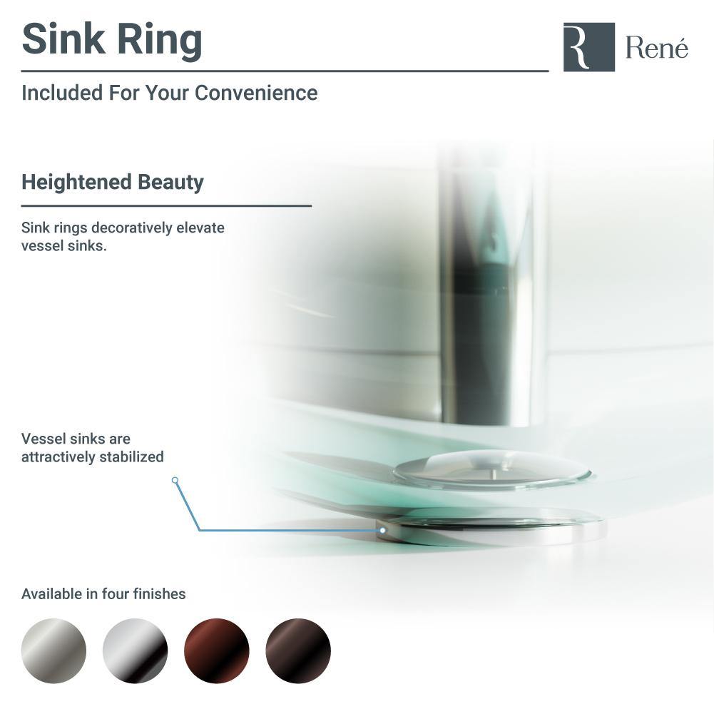 Rene 17" Round Glass Bathroom Sink, Noir, with Faucet, R5-5001-NOR-WF-ABR - The Sink Boutique